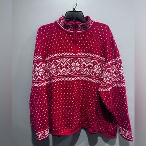 Lands End Women’s Plus Size 24W-26W Red and Cream Fair Isle Sweater
